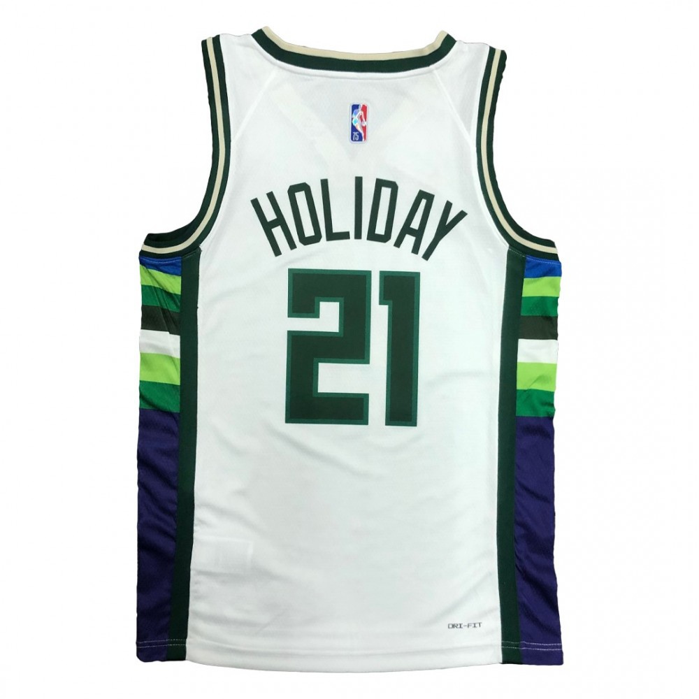 Men's Milwaukee Bucks Jrue Holiday #21 White 2021/22 Swingman NBA Jersey - City Edition-Pro Kit Vault | Brand New 26/27 Sports Jerseys